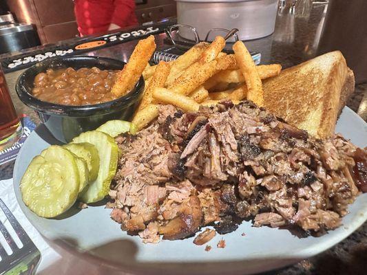 Chop brisket, french fries, Texas, toast