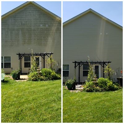 Algae removal from the north facing side of this home along with a house wash!