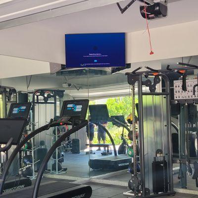 Installed a tv in the home gym of a Las Vegas Raider.