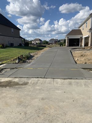 New residential concrete driveway