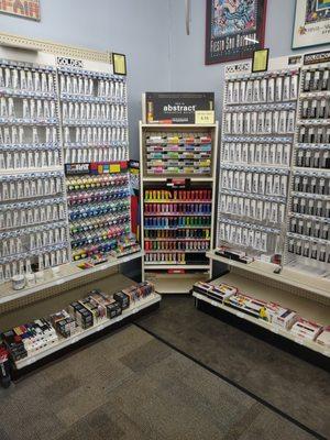 Large selection of artist acrylics for the beginner student or seasoned proffesional