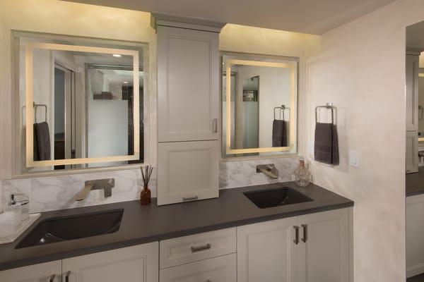 Lighted vanity mirrors