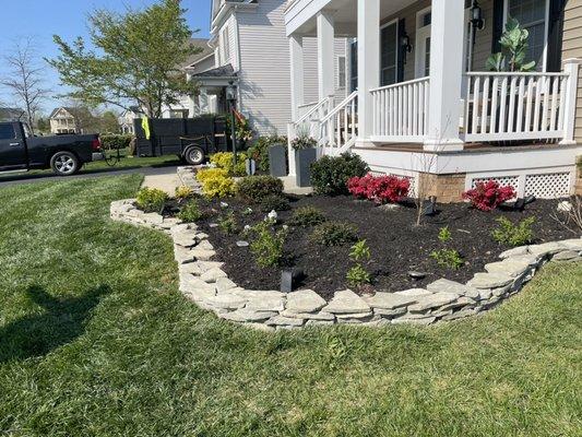 Small wall return for beds mulch