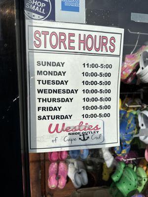 Please note ~ Winter hours