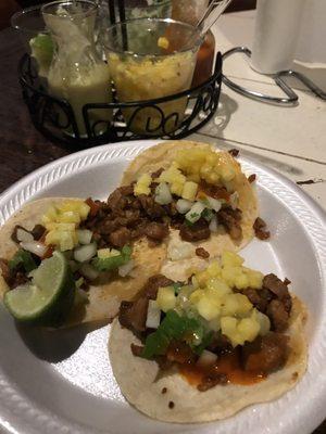 Tacos de Pastor with the fixings