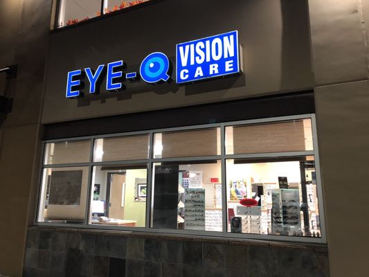 Exterior view at night- Eye Q Vision care