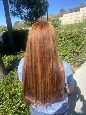 Natural color with papaya highlights