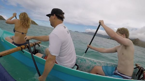 Paddling with my kids.