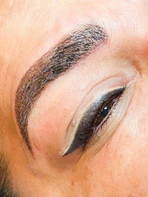 Pmu eyeliner and powder brow