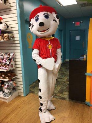 7/29/17. Saturday afternoon!! Hey, look, y'all!! It's Marshall from Paw Patrol!! Live in the store today!! Yaaaaay, Marshall!! : )