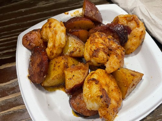 Garlic Shrimp, Chorizo, & Potato's Tapa