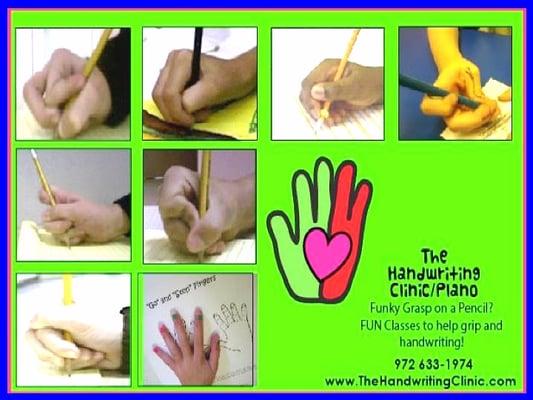 Funky grasp?  Pain when writing?  We can help! www.TheHandwritingClinic.com