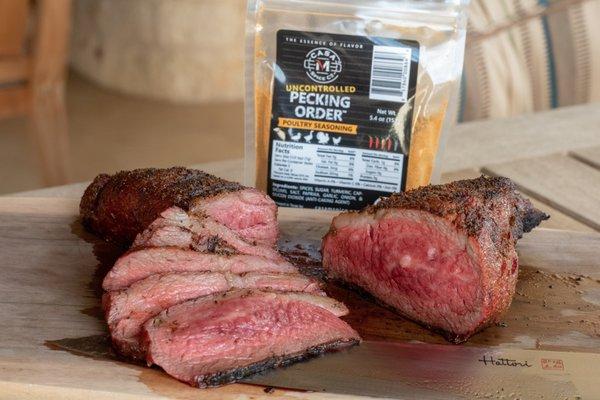 Casa M Spice Co® Pecking Order® on beef tri-tip