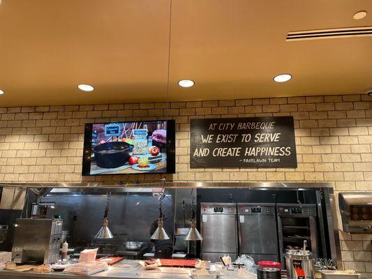 Inside of restaurant above kitchen window.