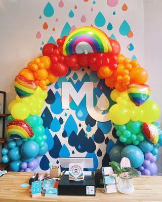 Rainbow balloon arch we did for Pittsburgh Pride month at Mix Candle Co.