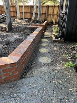 Brick retaining wall, built for a client in Tujunga