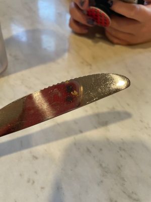 stuff on a "washed knife."