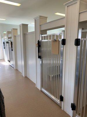 Custom aluminum gates were part of a make over for dog boarding facility. Gates made by Alumi-guard.