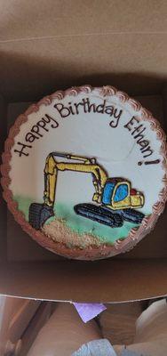 Cake with excavator design