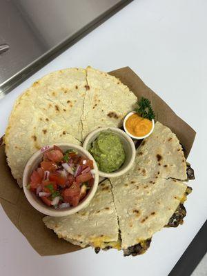 Luv Tempeh Quesadilla with fresh handmade corn tortillas!