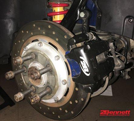 2Bennett Audimotive rear big brake kit and a height adjustable suspension system.