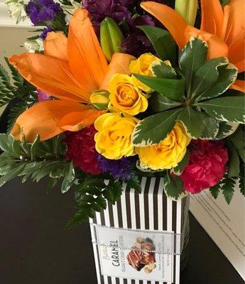 "Upgraded" bouquet with unwanted chocolates for a diabetic patient