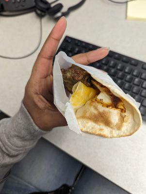 Sausage egg and cheese wake up wrap