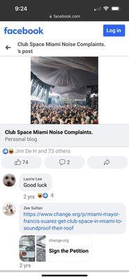 Club Space noise complaints