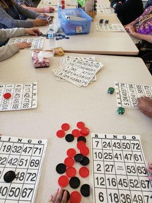 Enjoying Bingo with other residents