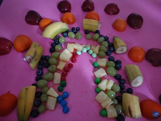 We offer lots of food and sensory activities such as eat a rainbow day