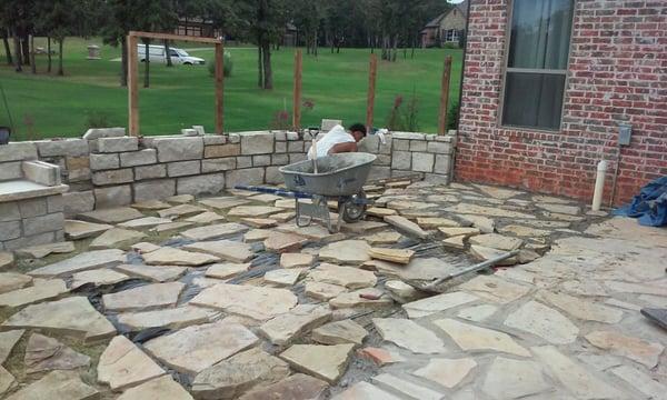 finishing up stone work