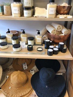 Hats, natural soaps, bath items!