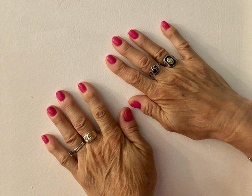 Grandma got a manicure today! Early Mother's Day surprise!