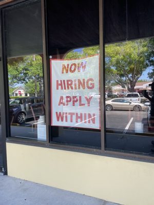 They're really trying to hire and can't stay open because they're short staffed. 4/2021