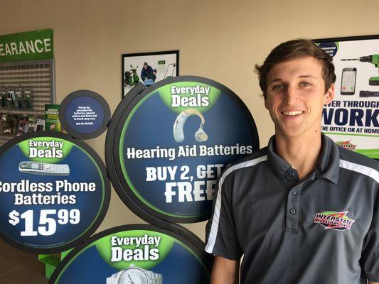 Alex is one of our battery experts. He also helps with cellphone repairs. Come in and chances are he will be the one to help you out