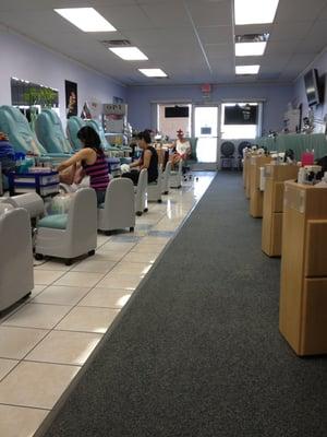 This shop has 8 spa pedicure stations and 6 nail stations.