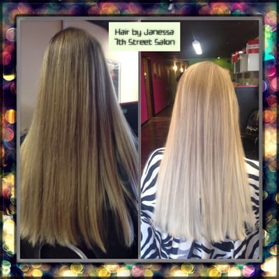 Before & after ombré using Schwarzkopf Blondme by Janessa Berry