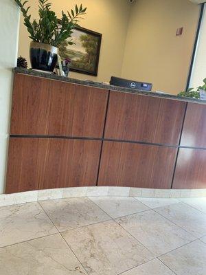 Reception desk upon entering