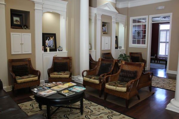 Our waiting room; we also have a separate wait area for our feline patients.