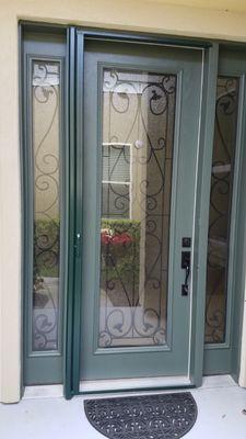 Custom color retractable single front screen door