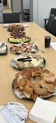 Catered an office breakfast. Delivered on time. Breakfast wraps, bagels w/3 different spreads, fruit & pastries. Fantastic!!!!