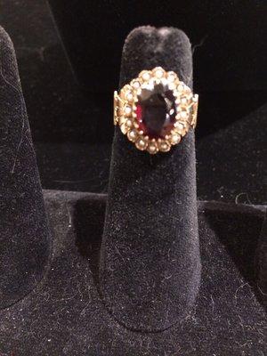 Victorian garnet with seed pearls circa 1870