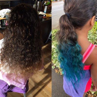 Little Girls like Color too.. Mermaid Ponytail