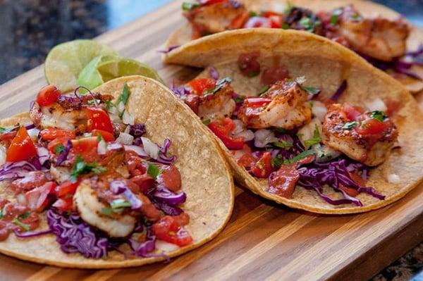 Cherry Chipotle Shrimp Tacos.