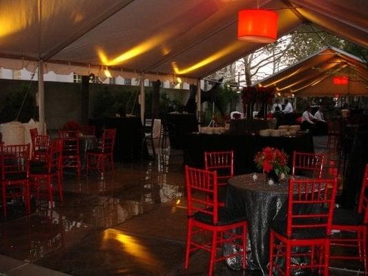 view of the tent in the Sculpture Garden