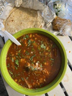 Menudo with hand made tortillas