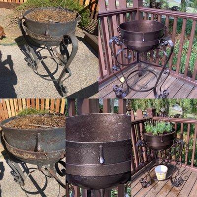 before and after pictures of the cast iron wash pot!