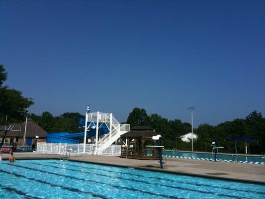 Intermediate pool overlooking adult pool and slide