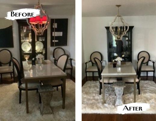 In this dinning room, I created a sleek and clean look to create more space.