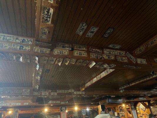 Ceiling of dollar bills... cool.